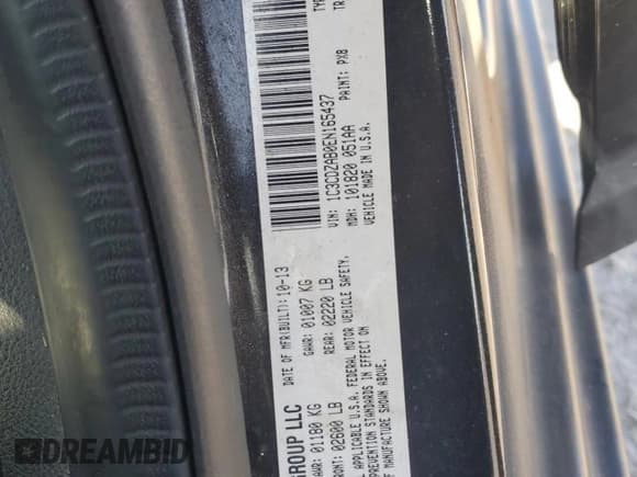 ✅ 2014 Dodge Avenger SE • VIN: 1C3CDZAB0EN165437 • Lot: 70040745. Listed on Copart with 134,428 mi. Free auction sales archive from the USA and detailed vehicle history report at DreamBid. Image 13.