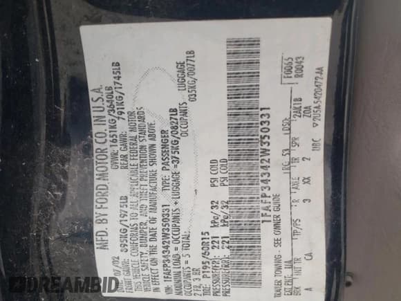 ✅ 2002 Ford Focus SE • VIN: 1FAFP34342W350331 • Lot: 57230435. Listed on Copart with 222,136 mi. Free auction sales archive from the USA and detailed vehicle history report at DreamBid. Image 12.