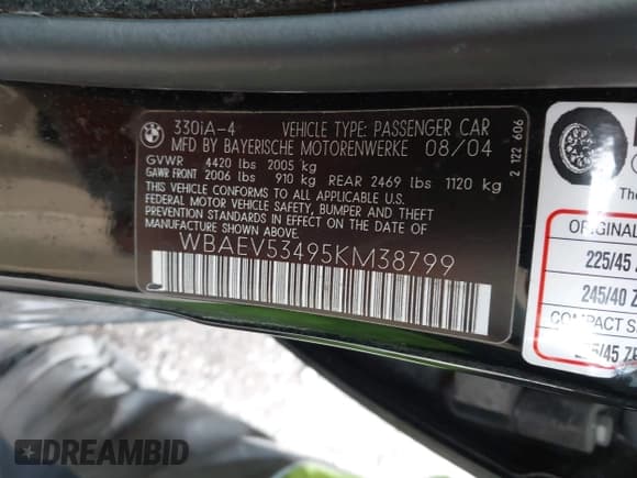 ✅ 2005 BMW 3 Series 330i • VIN: WBAEV53495KM38799 • Lot: 43858254. Wystawiony na IAAI z przebiegiem 151 000 mil. Bezpłatny archiwum sprzedaży aukcyjnych z USA i szczegółowy raport historii pojazdu na DreamBid. Zdjęcie 9.