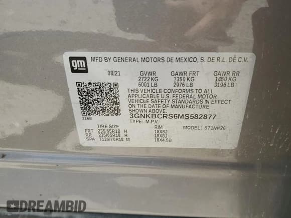 ✅ 2021 Chevrolet Blazer LT • VIN: 3GNKBCRS6MS582877 • Lot: 70466355. Wystawiony na Copart z przebiegiem 47 990 mil. Bezpłatny archiwum sprzedaży aukcyjnych z USA i szczegółowy raport historii pojazdu na DreamBid. Zdjęcie 13.