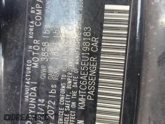 ✅ 2014 Hyundai Veloster Turbo • VIN: KMHTC6AE5EU198183 • Lot: 90065365. Listed on Copart with 134,505 mi. Free auction sales archive from the USA and detailed vehicle history report at DreamBid. Image 12.