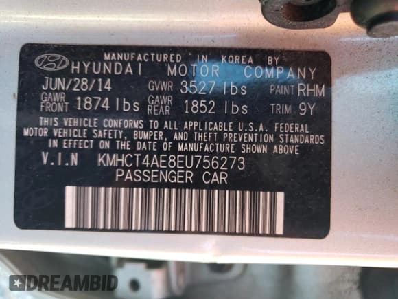 ✅ 2014 Hyundai Accent GLS • VIN: KMHCT4AE8EU756273 • Лот: 73379584. Опубликован ранее на Copart с пробегом 171 455 миль. Бесплатный доступ к архиву аукционных продаж из США и подробный отчёт об истории автомобиля на DreamBid. Изображение 12.