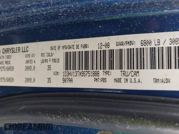 ✅ 2009 Dodge 1500 Laramie • VIN: 1D3HV13TX9S751888 • Lot: 42367204. Wystawiony na IAAI z przebiegiem 206 933 mil. Bezpłatny archiwum sprzedaży aukcyjnych z USA i szczegółowy raport historii pojazdu na DreamBid. Zdjęcie 9.