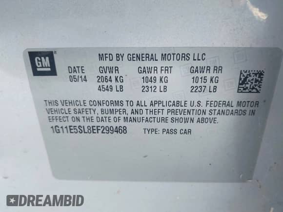 2014 Chevrolet Malibu LT с VIN 1G11E5SL8EF299468, выставлен на аукционе IAAI как лот 43593547 с пробегом 172 795 миль миль и . История ставок и продаж доступна на DreamBid. Изображение 9.