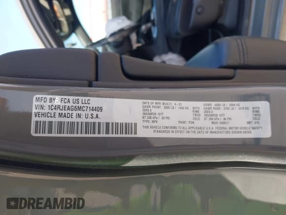 ✅ 2021 Jeep Grand Cherokee Laredo E • VIN: 1C4RJEAG6MC714409 • Lot: 43524968. Listed on IAAI with 62,470 mi. Free auction sales archive from the USA and detailed vehicle history report at DreamBid. Image 9.