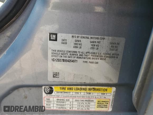 ✅ 2009 Chevrolet Malibu 1LS • VIN: 1G1ZG57B994264971 • Lot: 69133574. Listed on Copart with 148,581 mi. Free auction sales archive from the USA and detailed vehicle history report at DreamBid. Image 14.