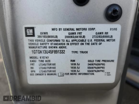 ✅ 2005 GMC Sierra 1500HD SLT • VIN: 1GTGK13U45F891332 • Lot: 84940244. Wystawiony na Copart z przebiegiem 210 469 mil. Bezpłatny archiwum sprzedaży aukcyjnych z USA i szczegółowy raport historii pojazdu na DreamBid. Zdjęcie 12.