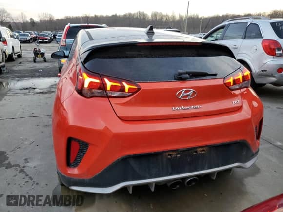 2019 Hyundai Veloster Turbo with VIN KMHTH6AB3KU011350, listed as a Copart auction lot 86561184 with 95,757 mi miles and Salvage title. Bid and sale history available at DreamBid. Image 6.
