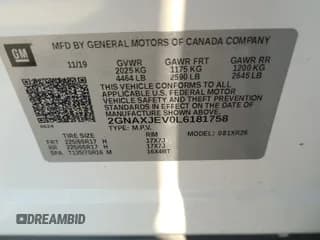 ✅ 2020 Chevrolet Equinox LT • VIN: 2GNAXJEV0L6181758 • Лот: 42889711. Опубликован ранее на IAAI с пробегом 35 916 миль. Бесплатный доступ к архиву аукционных продаж из США и подробный отчёт об истории автомобиля на DreamBid. Изображение 1.