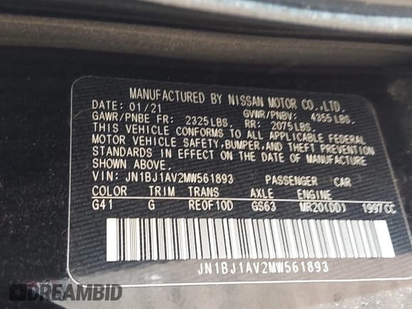 ✅ 2021 Nissan Rogue S • VIN: JN1BJ1AV2MW561893 • Lot: 43169562. Listed on IAAI with 68,508 mi. Free auction sales archive from the USA and detailed vehicle history report at DreamBid. Image 9.