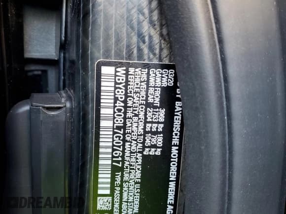 ✅ 2020 BMW i3 • VIN: WBY8P4C08L7G07617 • Lot: 42570015. Listed on Copart with 2,470 mi. Free auction sales archive from the USA and detailed vehicle history report at DreamBid. Image 15.