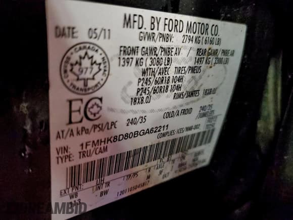 ✅ 2011 Ford Explorer XLT • VIN: 1FMHK8D80BGA62211 • Lot: 95034685. Wystawiony na Copart z przebiegiem 193 241 mil. Bezpłatny archiwum sprzedaży aukcyjnych z USA i szczegółowy raport historii pojazdu na DreamBid. Zdjęcie 13.