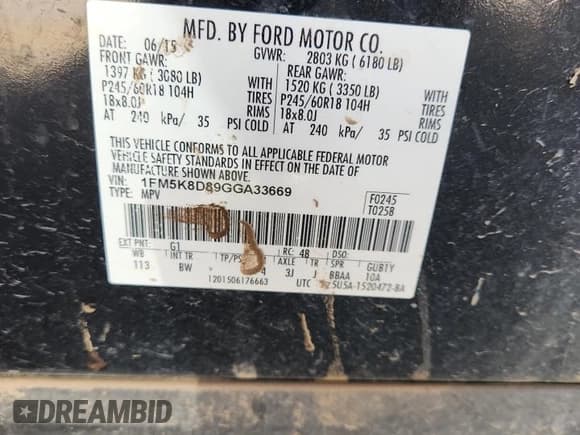 ✅ 2016 Ford Explorer XLT • VIN: 1FM5K8D89GGA33669 • Lot: 83963685. Wystawiony na Copart z przebiegiem 168 288 mil. Bezpłatny archiwum sprzedaży aukcyjnych z USA i szczegółowy raport historii pojazdu na DreamBid. Zdjęcie 13.