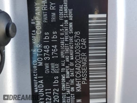 ✅ 2012 Hyundai Veloster w/Red Int • VIN: KMHTC6AD2CU036578 • Lot: 75560544. Wystawiony na Copart z przebiegiem 225 592 mil. Bezpłatny archiwum sprzedaży aukcyjnych z USA i szczegółowy raport historii pojazdu na DreamBid. Zdjęcie 12.