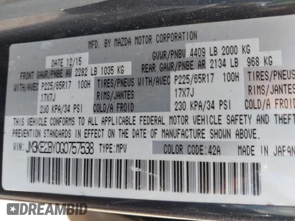 ✅ 2016 Mazda CX-5 Sport • VIN: JM3KE2BY0G0757538 • Лот: 43437546. Опубликован ранее на IAAI с пробегом 156 787 миль. Бесплатный доступ к архиву аукционных продаж из США и подробный отчёт об истории автомобиля на DreamBid. Изображение 9.