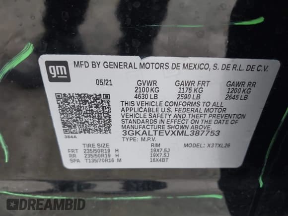 ✅ 2021 GMC Terrain SLE • VIN: 3GKALTEVXML387753 • Лот: 43600853. Опубликован ранее на IAAI с пробегом 63 360 миль. Бесплатный доступ к архиву аукционных продаж из США и подробный отчёт об истории автомобиля на DreamBid. Изображение 9.