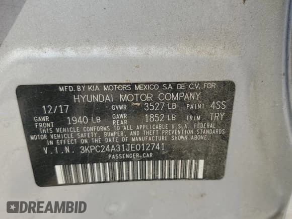 ✅ 2018 Hyundai Accent SE • VIN: 3KPC24A31JE012741 • Лот: 71312345. Опубликован ранее на Copart с пробегом 138 750 миль. Бесплатный доступ к архиву аукционных продаж из США и подробный отчёт об истории автомобиля на DreamBid. Изображение 12.