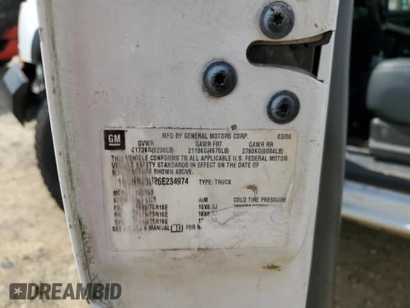 ✅ 2006 Chevrolet Silverado 2500HD LT1 • VIN: 1GCHK29U26E234974 • Lot: 81719045. Listed on Copart with 238,266 mi. Free auction sales archive from the USA and detailed vehicle history report at DreamBid. Image 12.