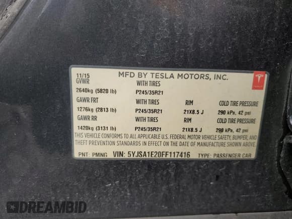 ✅ 2015 Tesla Model S 85D • VIN: 5YJSA1E20FF117416 • Lot: 90315585. Wystawiony na Copart z przebiegiem 119 245 mil. Bezpłatny archiwum sprzedaży aukcyjnych z USA i szczegółowy raport historii pojazdu na DreamBid. Zdjęcie 13.