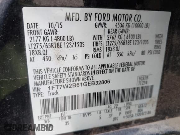 ✅ 2016 Ford F-250 Lariat • VIN: 1FT7W2B61GEB32806 • Lot: 41717193. Listed on IAAI with 140,662 mi. Free auction sales archive from the USA and detailed vehicle history report at DreamBid. Image 9.