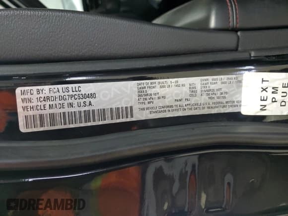 ✅ 2023 Dodge Durango GT • VIN: 1C4RDHDG7PC630480 • Lot: 65635585. Wystawiony na Copart z przebiegiem 46 985 mil. Bezpłatny archiwum sprzedaży aukcyjnych z USA i szczegółowy raport historii pojazdu na DreamBid. Zdjęcie 13.