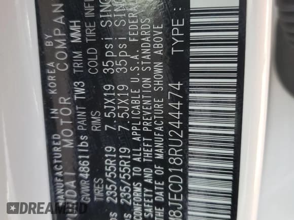 ✅ 2024 Hyundai Tucson Limited • VIN: KM8JECD18RU244474 • Лот: 81782125. Опубликован ранее на Copart с пробегом 7 063 миль. Бесплатный доступ к архиву аукционных продаж из США и подробный отчёт об истории автомобиля на DreamBid. Изображение 12.