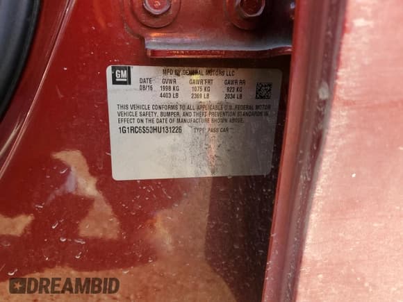 ✅ 2017 Chevrolet Volt LT • VIN: 1G1RC6S50HU131226 • Lot: 69229613. Wystawiony na Copart z przebiegiem 132 617 mil. Bezpłatny archiwum sprzedaży aukcyjnych z USA i szczegółowy raport historii pojazdu na DreamBid. Zdjęcie 12.