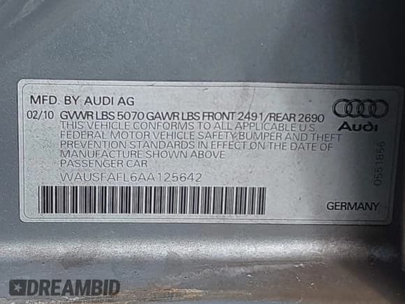 ✅ 2010 Audi A4 Premium • VIN: WAUSFAFL6AA125642 • Лот: 43670045. Опубликован ранее на IAAI с пробегом 155 411 миль. Бесплатный доступ к архиву аукционных продаж из США и подробный отчёт об истории автомобиля на DreamBid. Изображение 9.