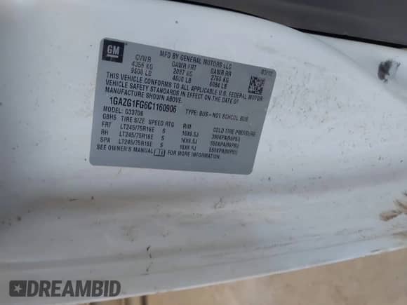 2012 Chevrolet Express Passenger 1LT z VIN 1GAZG1FG6C1160906, wystawiony jako IAAI lot #41293635 z przebiegiem 314 405 mil mil oraz . Historia ofert i sprzedaży dostępna na DreamBid. Obrazek 9.