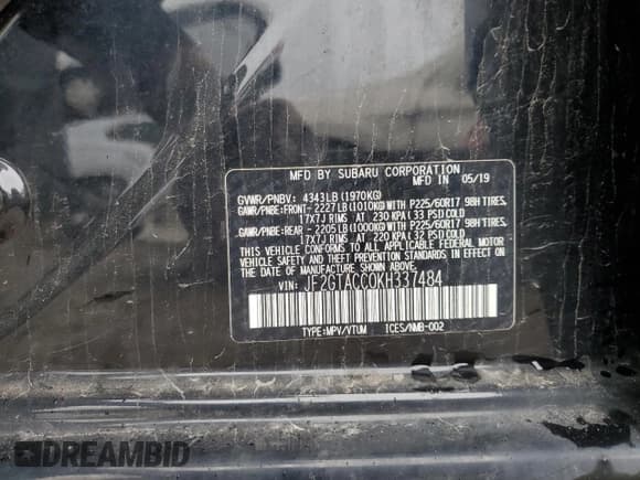 ✅ 2019 Subaru Crosstrek Premium • VIN: JF2GTACC0KH337484 • Лот: 85144335. Опубликован ранее на Copart с пробегом 133 706 миль. Бесплатный доступ к архиву аукционных продаж из США и подробный отчёт об истории автомобиля на DreamBid. Изображение 13.