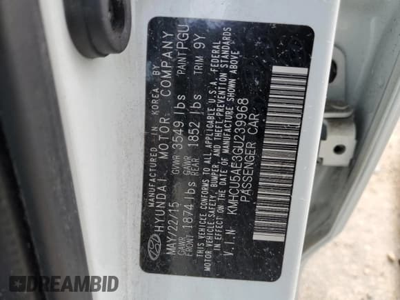 ✅ 2016 Hyundai Accent Sport • VIN: KMHCU5AE3GU239968 • Лот: 82190874. Опубликован ранее на Copart с пробегом 59 532 миль. Бесплатный доступ к архиву аукционных продаж из США и подробный отчёт об истории автомобиля на DreamBid. Изображение 14.