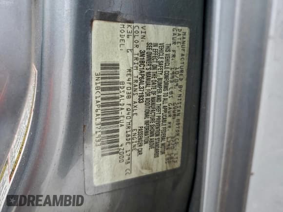 ✅ 2010 Nissan Versa S • VIN: 3N1BC1AP6AL371933 • Lot: 95093135. Listed on Copart with 164,468 mi. Free auction sales archive from the USA and detailed vehicle history report at DreamBid. Image 12.