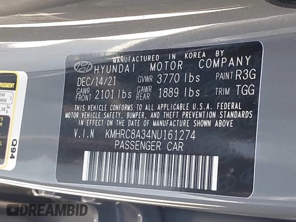 ✅ 2022 Hyundai Venue SEL • VIN: KMHRC8A34NU161274 • Lot: 42406706. Listed on IAAI with 9,500 mi. Free auction sales archive from the USA and detailed vehicle history report at DreamBid. Image 9.