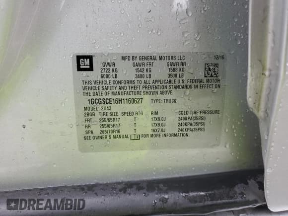 ✅ 2017 Chevrolet Colorado 2WD LT • VIN: 1GCGSCE16H1160627 • Лот: 44951925. Опубликован ранее на Copart с пробегом 110 284 миль. Бесплатный доступ к архиву аукционных продаж из США и подробный отчёт об истории автомобиля на DreamBid. Изображение 13.