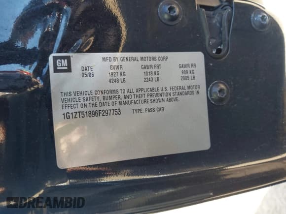 ✅ 2006 Chevrolet Malibu 2LT • VIN: 1G1ZT51896F297753 • Lot: 43457892. Listed on IAAI with 53,226 mi. Free auction sales archive from the USA and detailed vehicle history report at DreamBid. Image 9.