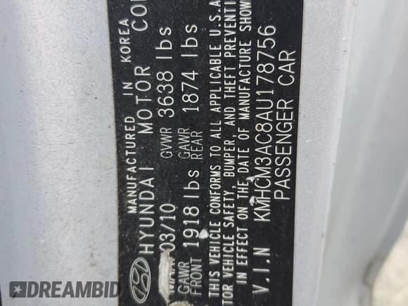 ✅ 2010 Hyundai Accent GS • VIN: KMHCM3AC8AU178756 • Лот: 66840315. Опубликован ранее на Copart с пробегом 153 802 миль. Бесплатный доступ к архиву аукционных продаж из США и подробный отчёт об истории автомобиля на DreamBid. Изображение 14.