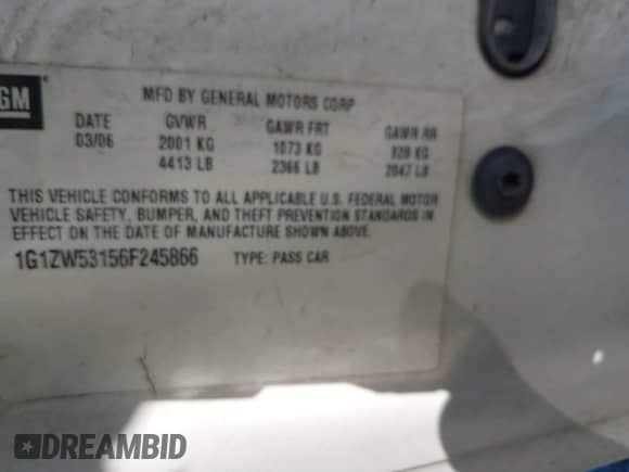 2006 Chevrolet Malibu SS z VIN 1G1ZW53156F245866, wystawiony jako IAAI lot #41349782 z przebiegiem 207 906 mil mil oraz . Historia ofert i sprzedaży dostępna na DreamBid. Obrazek 9.