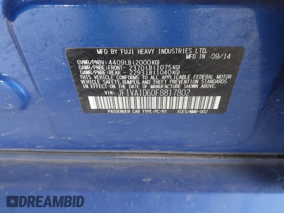 ✅ 2015 Subaru WRX Premium • VIN: JF1VA1D60F8817802 • Lot: 42009071. Wystawiony na IAAI z przebiegiem 82 464 mil. Bezpłatny archiwum sprzedaży aukcyjnych z USA i szczegółowy raport historii pojazdu na DreamBid. Zdjęcie 9.