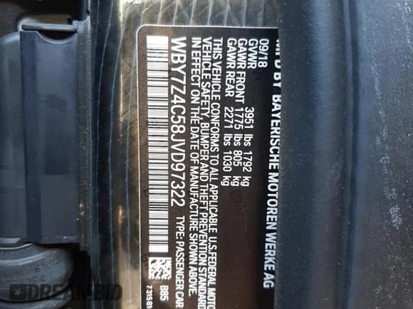 ✅ 2018 BMW i3 • VIN: WBY7Z4C58JVD97322 • Лот: 38056663. Опубликован ранее на Copart с пробегом 44 637 миль. Бесплатный доступ к архиву аукционных продаж из США и подробный отчёт об истории автомобиля на DreamBid. Изображение 13.