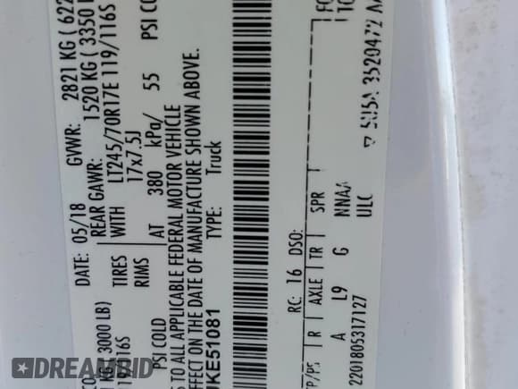 ✅ 2018 Ford F-150 XL • VIN: 1FTMF1CP4JKE51081 • Lot: 71861575. Wystawiony na Copart z przebiegiem 119 066 mil. Bezpłatny archiwum sprzedaży aukcyjnych z USA i szczegółowy raport historii pojazdu na DreamBid. Zdjęcie 12.