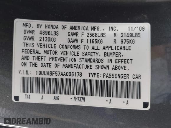✅ 2010 Acura TL Technology • VIN: 19UUA8F57AA006178 • Лот: 43169656. Опубликован ранее на IAAI с пробегом 197 054 миль. Бесплатный доступ к архиву аукционных продаж из США и подробный отчёт об истории автомобиля на DreamBid. Изображение 9.