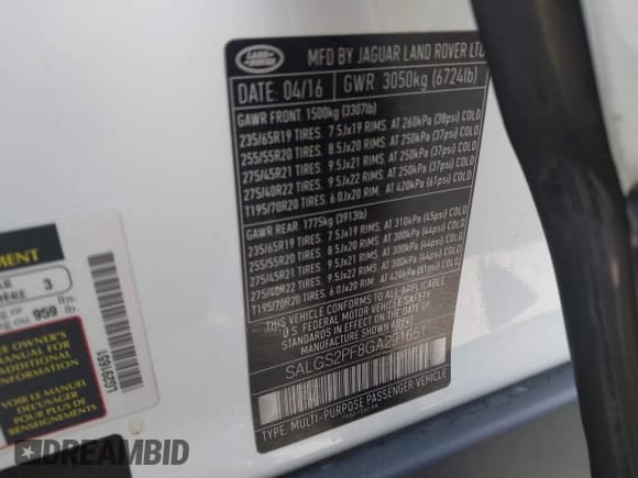 ✅ 2016 Land Rover Range Rover HSE • VIN: SALGS2PF8GA291651 • Лот: 43197676. Опубликован ранее на IAAI с пробегом 104 808 миль. Бесплатный доступ к архиву аукционных продаж из США и подробный отчёт об истории автомобиля на DreamBid. Изображение 9.