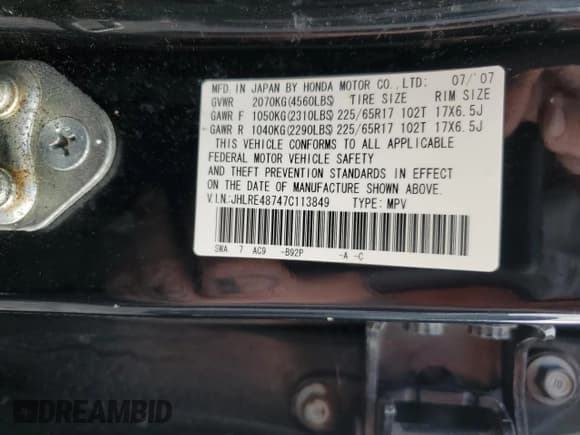 ✅ 2007 Honda CR-V EX-L • VIN: JHLRE48747C113849 • Лот: 81915125. Опубликован ранее на Copart с пробегом 192 474 миль. Бесплатный доступ к архиву аукционных продаж из США и подробный отчёт об истории автомобиля на DreamBid. Изображение 13.