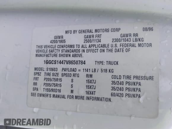 ✅ 1997 Isuzu Hombre S • VIN: 1GGCS1447V8650784 • Lot: 43758926. Listed on IAAI with 150,786 mi. Free auction sales archive from the USA and detailed vehicle history report at DreamBid. Image 9.