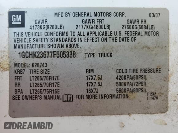 ✅ 2007 Chevrolet Silverado 2500HD 2LT • VIN: 1GCHK23677F505338 • Лот: 69451055. Опубликован ранее на Copart с пробегом 259 698 миль. Бесплатный доступ к архиву аукционных продаж из США и подробный отчёт об истории автомобиля на DreamBid. Изображение 12.