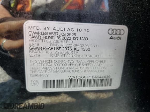 ✅ 2011 Audi Q5 Premium Plus • VIN: WA1DKAFP1BA044439 • Lot: 54766875. Listed on Copart with 113,591 mi. Free auction sales archive from the USA and detailed vehicle history report at DreamBid. Image 14.