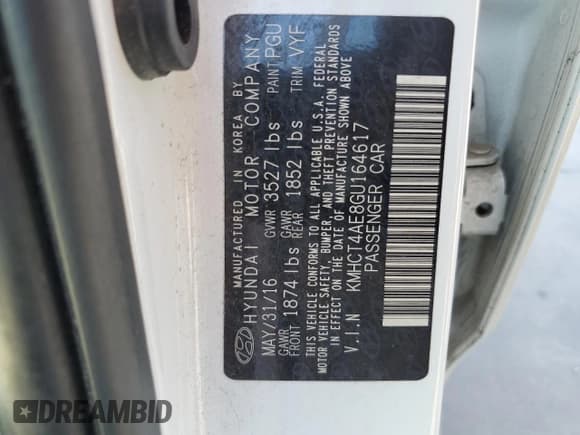 ✅ 2016 Hyundai Accent SE • VIN: KMHCT4AE8GU164617 • Лот: 72573264. Опубликован ранее на Copart с пробегом 70 363 миль. Бесплатный доступ к архиву аукционных продаж из США и подробный отчёт об истории автомобиля на DreamBid. Изображение 13.