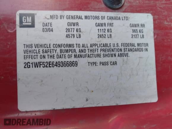 2004 Chevrolet Impala с VIN 2G1WF52E649366869, выставлен на аукционе IAAI как лот 43536685 с пробегом 208 886 миль миль и . История ставок и продаж доступна на DreamBid. Изображение 9.