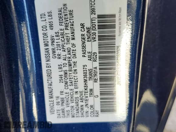 ✅ 2017 Infiniti Q60 Sport • VIN: JN1EV7EK8HM360375 • Lot: 70955245. Listed on Copart with 89,175 mi. Free auction sales archive from the USA and detailed vehicle history report at DreamBid. Image 12.