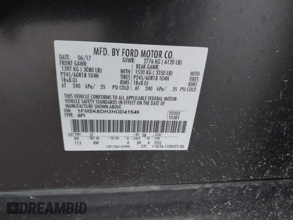 ✅ 2017 Ford Explorer XLT • VIN: 1FM5K8DH3HGD41549 • Lot: 43692364. Wystawiony na IAAI z przebiegiem 79 422 mil. Bezpłatny archiwum sprzedaży aukcyjnych z USA i szczegółowy raport historii pojazdu na DreamBid. Zdjęcie 9.